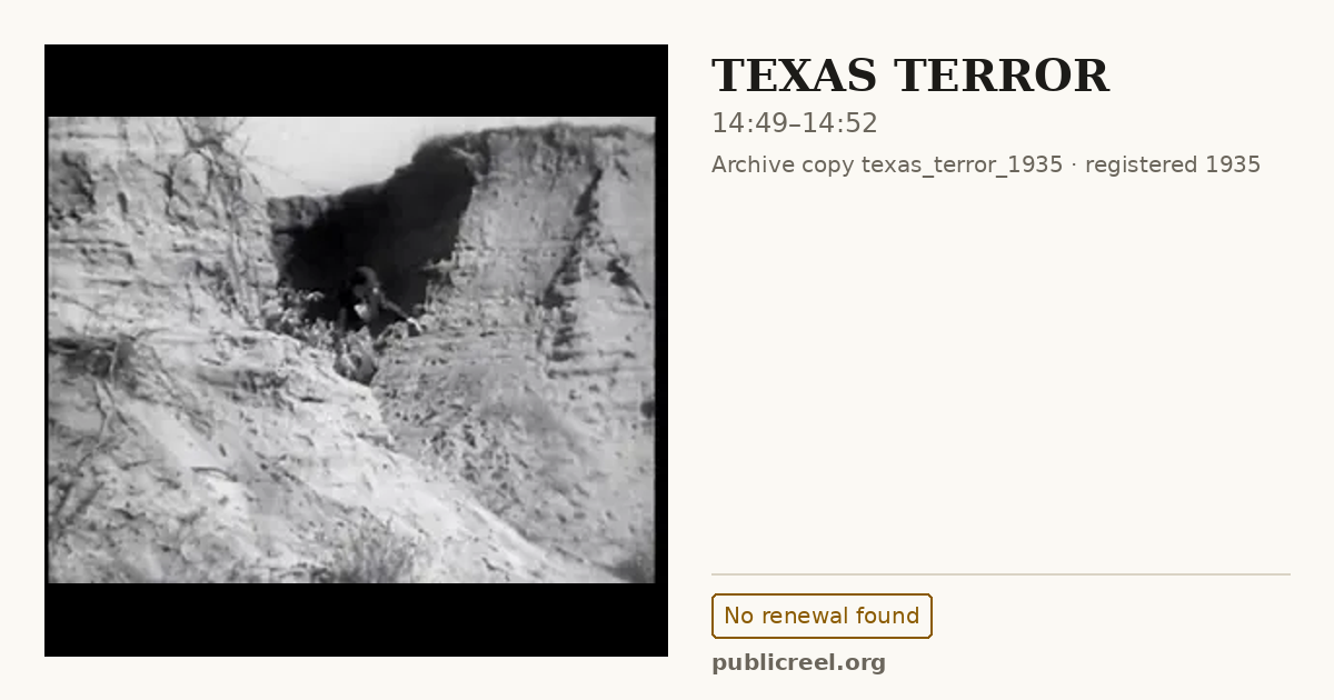 Frame from TEXAS TERROR (1935) at 14:49; US record: No renewal found