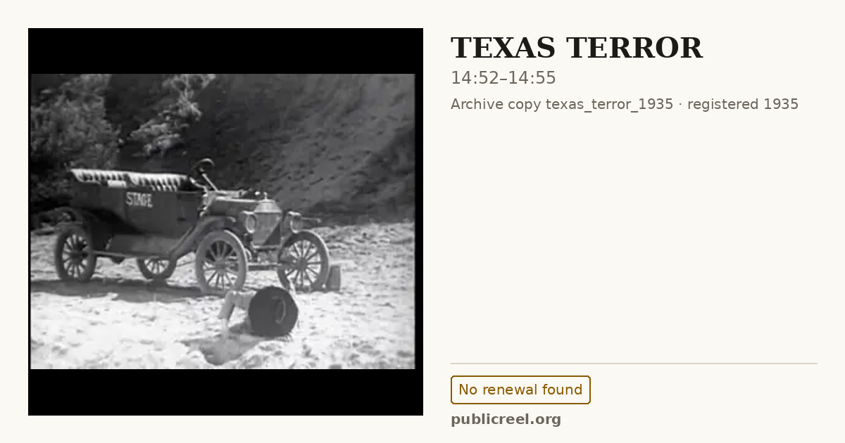 Frame from TEXAS TERROR (1935) at 14:52; US record: No renewal found