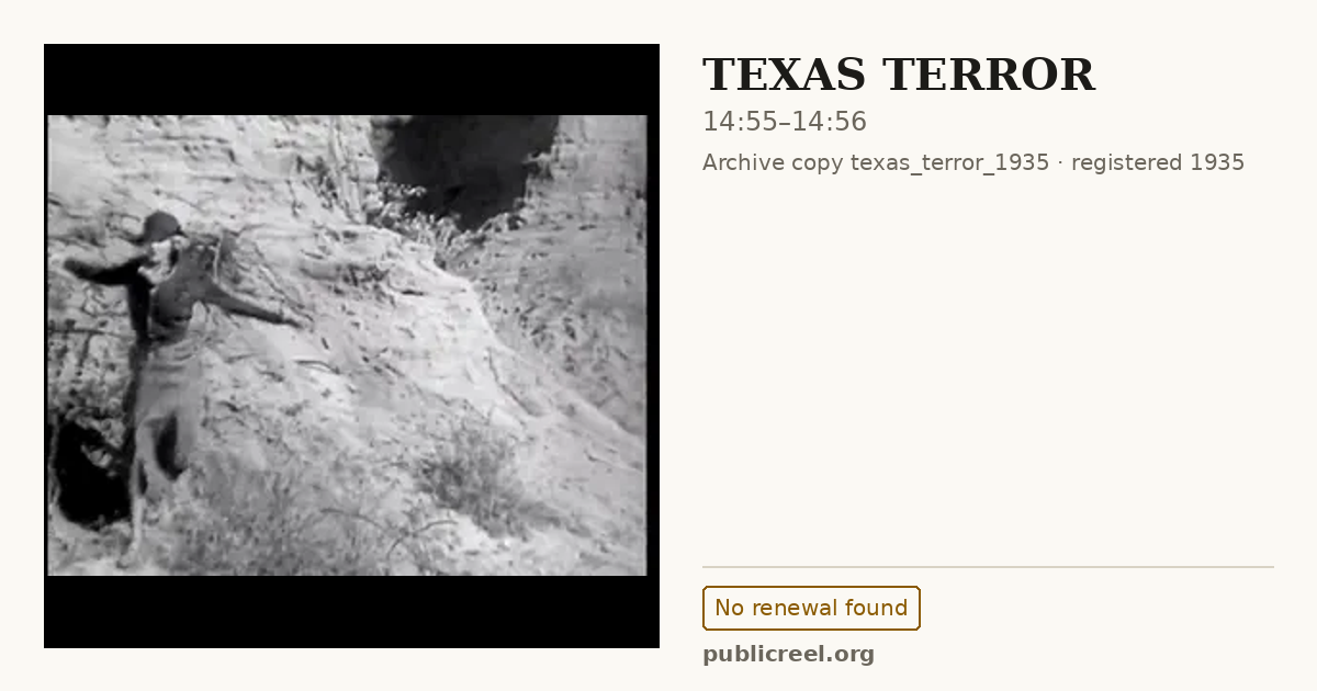 Frame from TEXAS TERROR (1935) at 14:55; US record: No renewal found