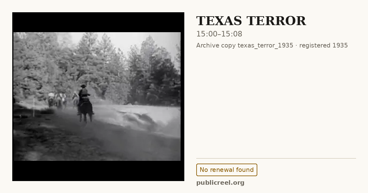 Frame from TEXAS TERROR (1935) at 15:00; US record: No renewal found