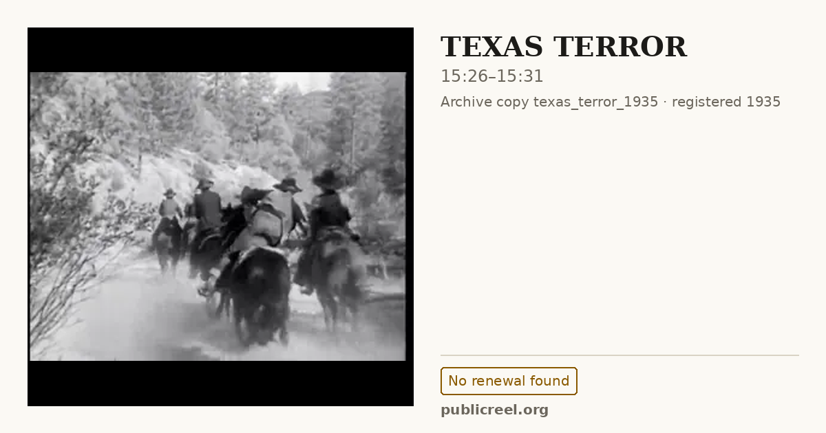 Frame from TEXAS TERROR (1935) at 15:26; US record: No renewal found