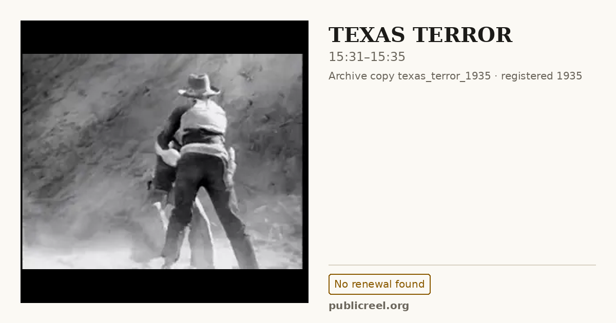 Frame from TEXAS TERROR (1935) at 15:31; US record: No renewal found