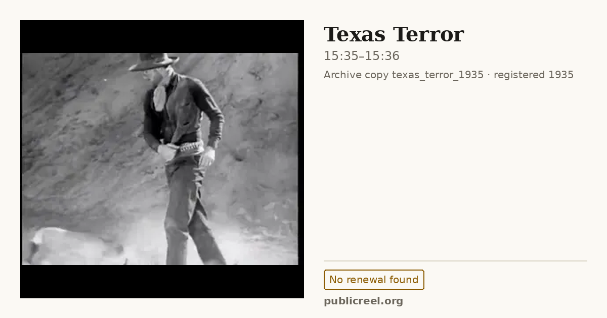Frame from TEXAS TERROR (1935) at 15:35; US record: No renewal found