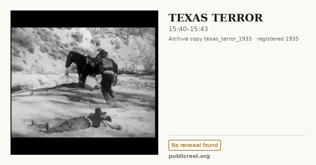 Frame from TEXAS TERROR (1935) at 15:40; US record: No renewal found
