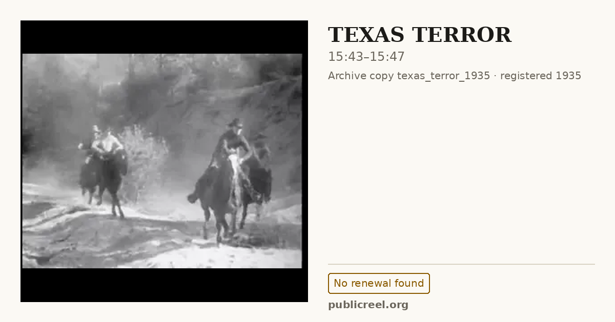 Frame from TEXAS TERROR (1935) at 15:43; US record: No renewal found