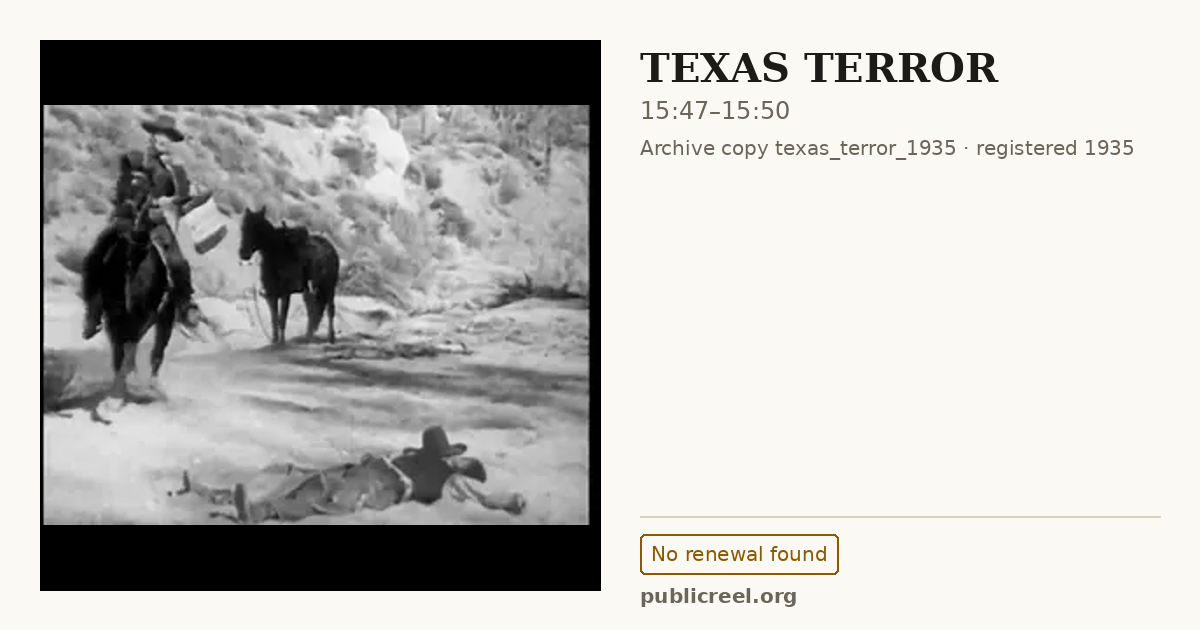 Frame from TEXAS TERROR (1935) at 15:47; US record: No renewal found