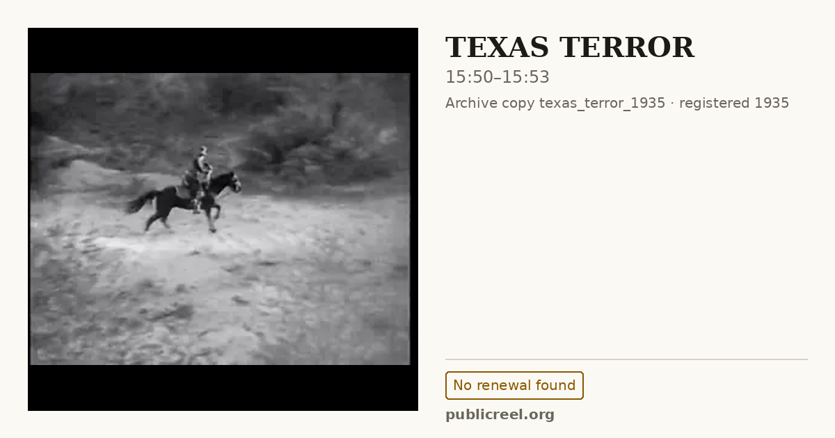Frame from TEXAS TERROR (1935) at 15:50; US record: No renewal found
