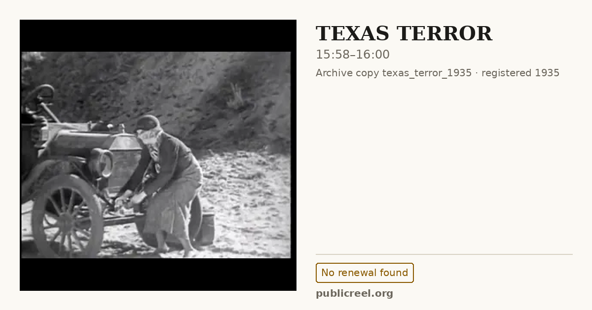 Frame from TEXAS TERROR (1935) at 15:58; US record: No renewal found