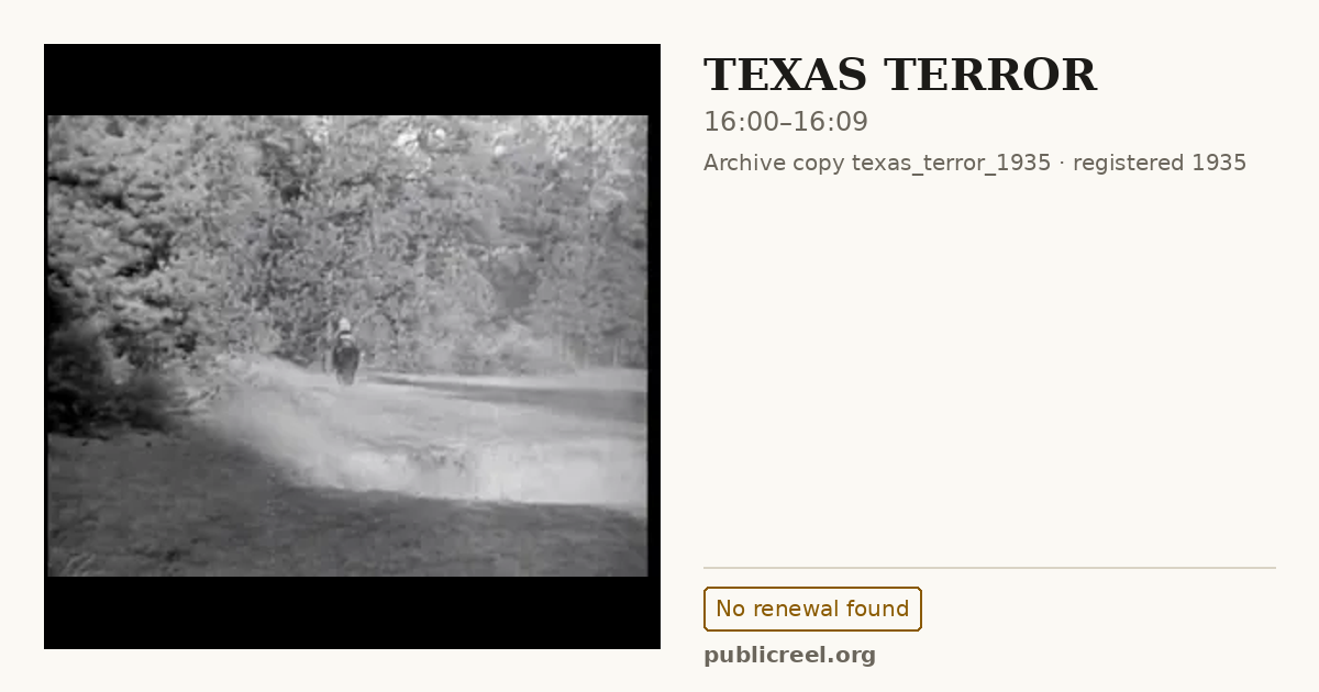 Frame from TEXAS TERROR (1935) at 16:00; US record: No renewal found