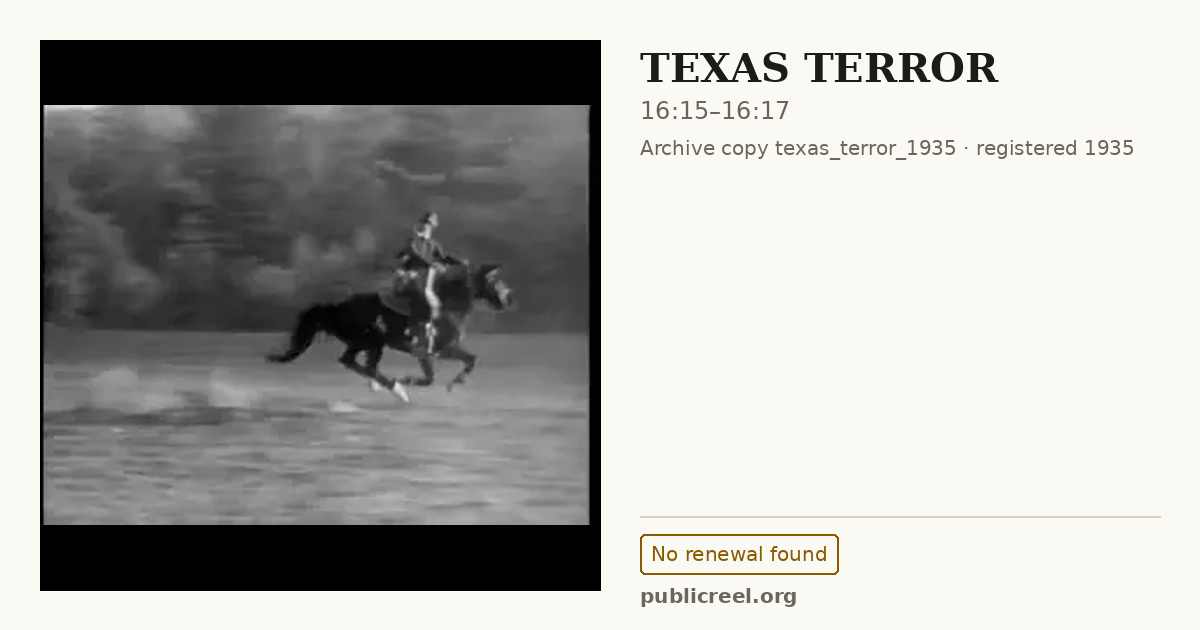 Frame from TEXAS TERROR (1935) at 16:15; US record: No renewal found