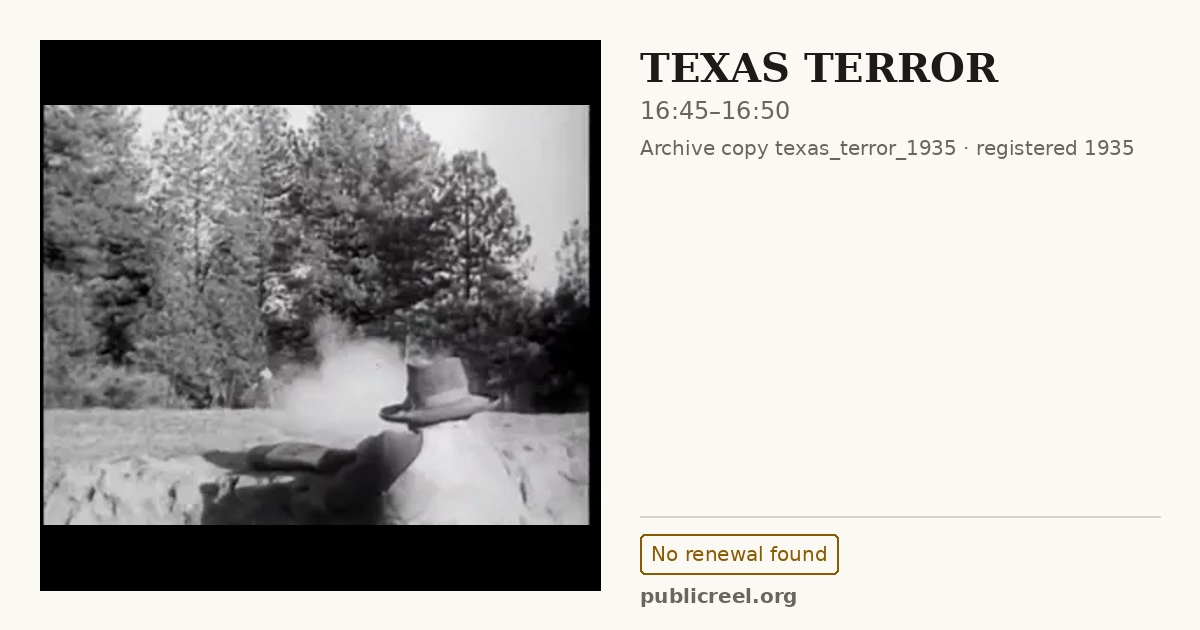 Frame from TEXAS TERROR (1935) at 16:45; US record: No renewal found