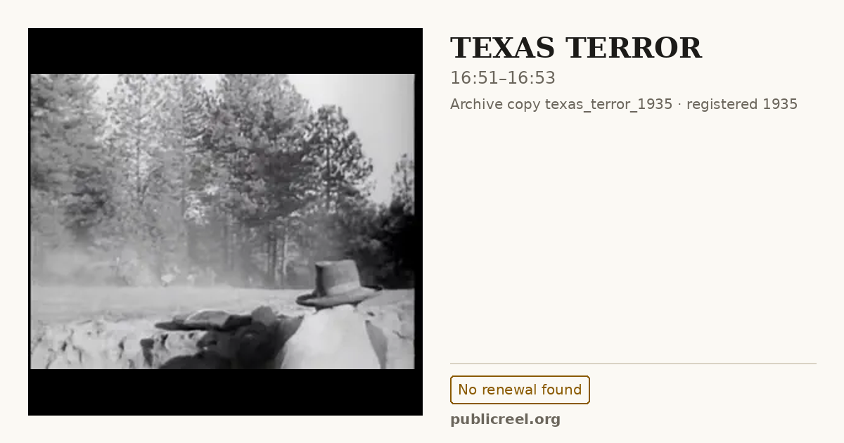Frame from TEXAS TERROR (1935) at 16:51; US record: No renewal found