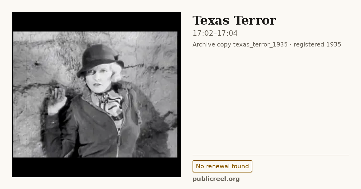 Frame from TEXAS TERROR (1935) at 17:02; US record: No renewal found