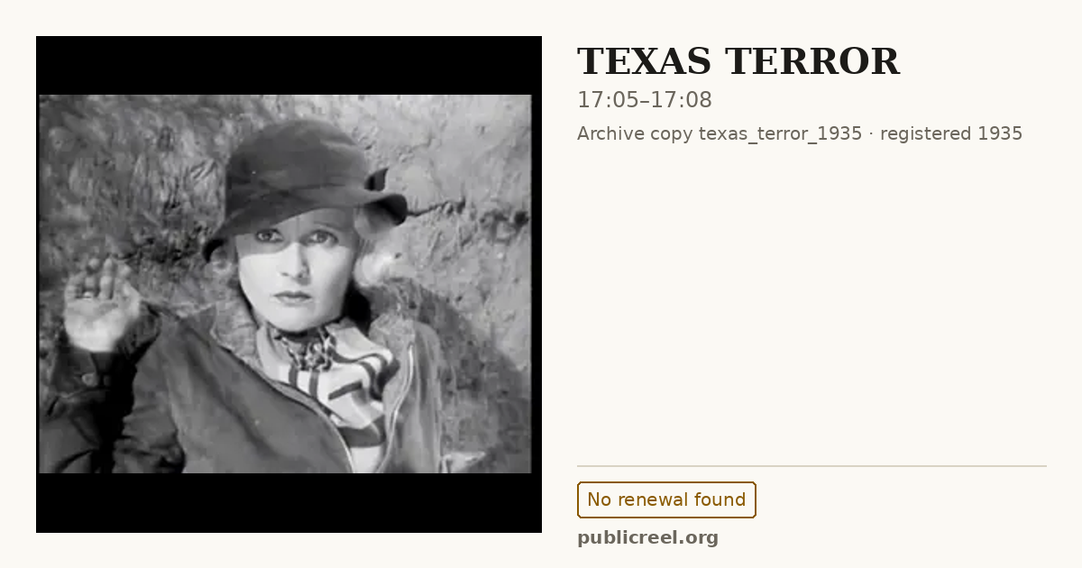 Frame from TEXAS TERROR (1935) at 17:05; US record: No renewal found