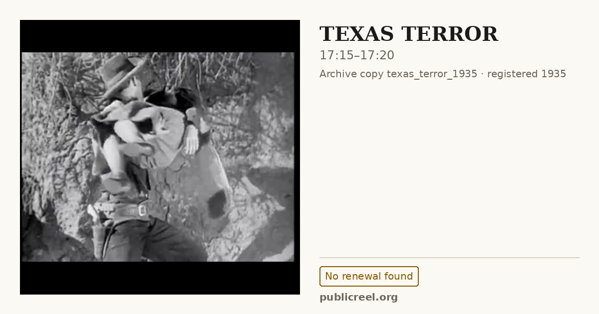 Frame from TEXAS TERROR (1935) at 17:15; US record: No renewal found