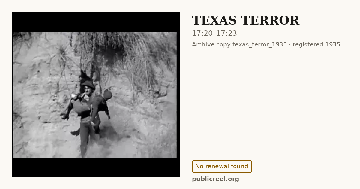 Frame from TEXAS TERROR (1935) at 17:20; US record: No renewal found
