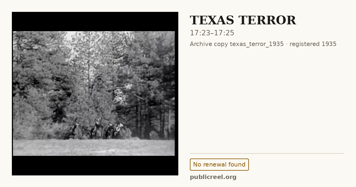 Frame from TEXAS TERROR (1935) at 17:23; US record: No renewal found