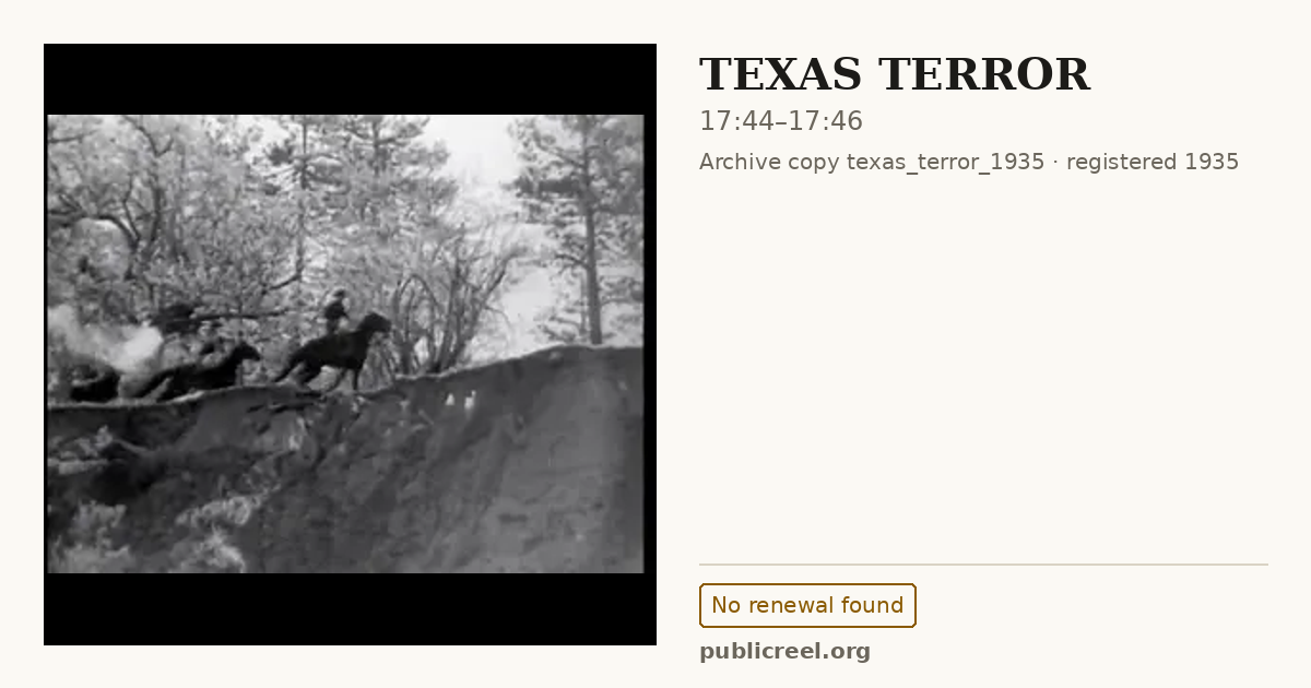 Frame from TEXAS TERROR (1935) at 17:44; US record: No renewal found