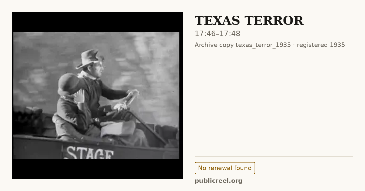 Frame from TEXAS TERROR (1935) at 17:46; US record: No renewal found