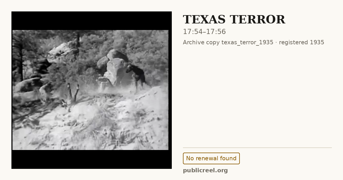 Frame from TEXAS TERROR (1935) at 17:54; US record: No renewal found