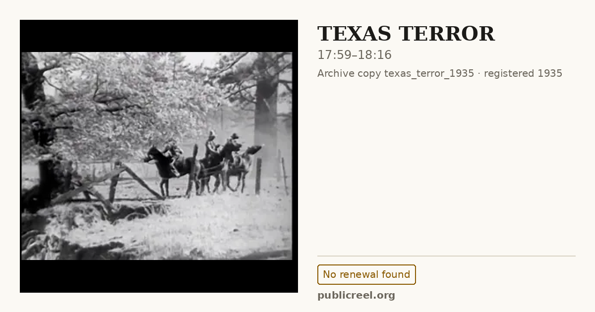 Frame from TEXAS TERROR (1935) at 17:59; US record: No renewal found