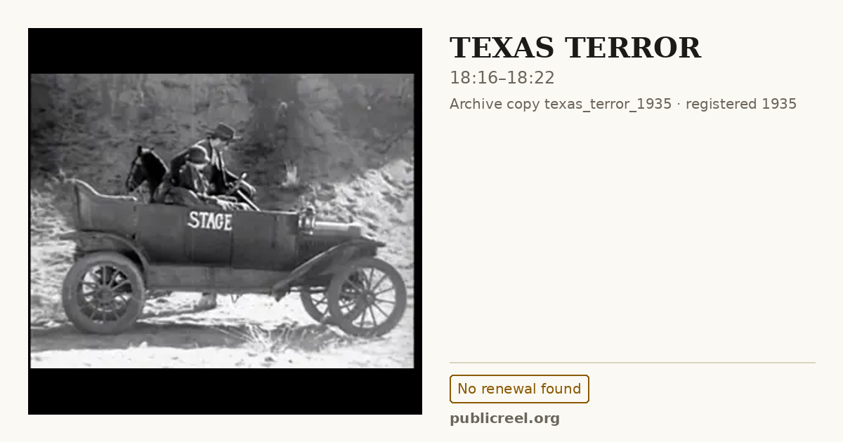 Frame from TEXAS TERROR (1935) at 18:16; US record: No renewal found
