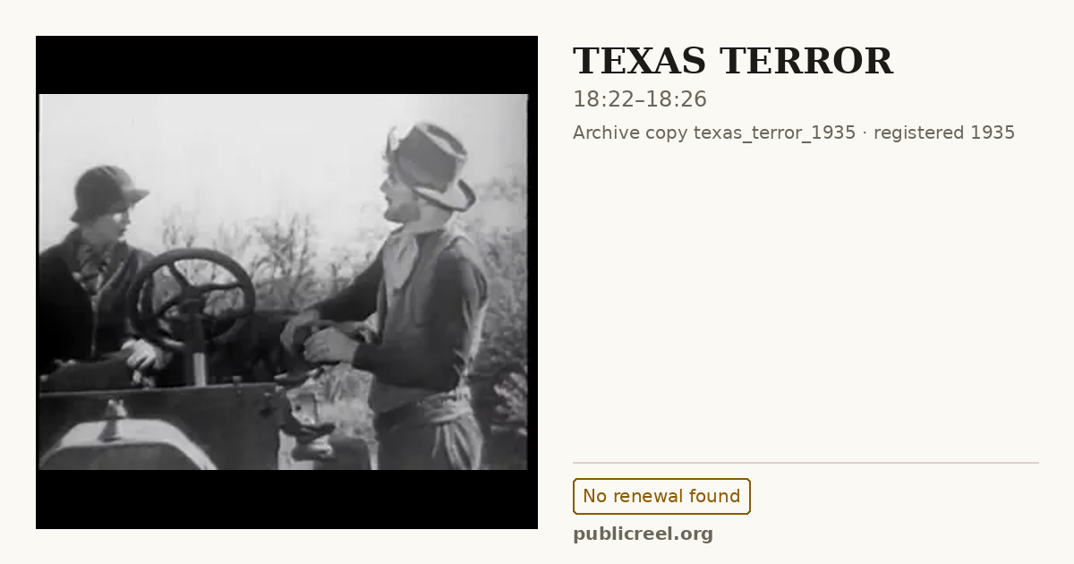Frame from TEXAS TERROR (1935) at 18:22; US record: No renewal found