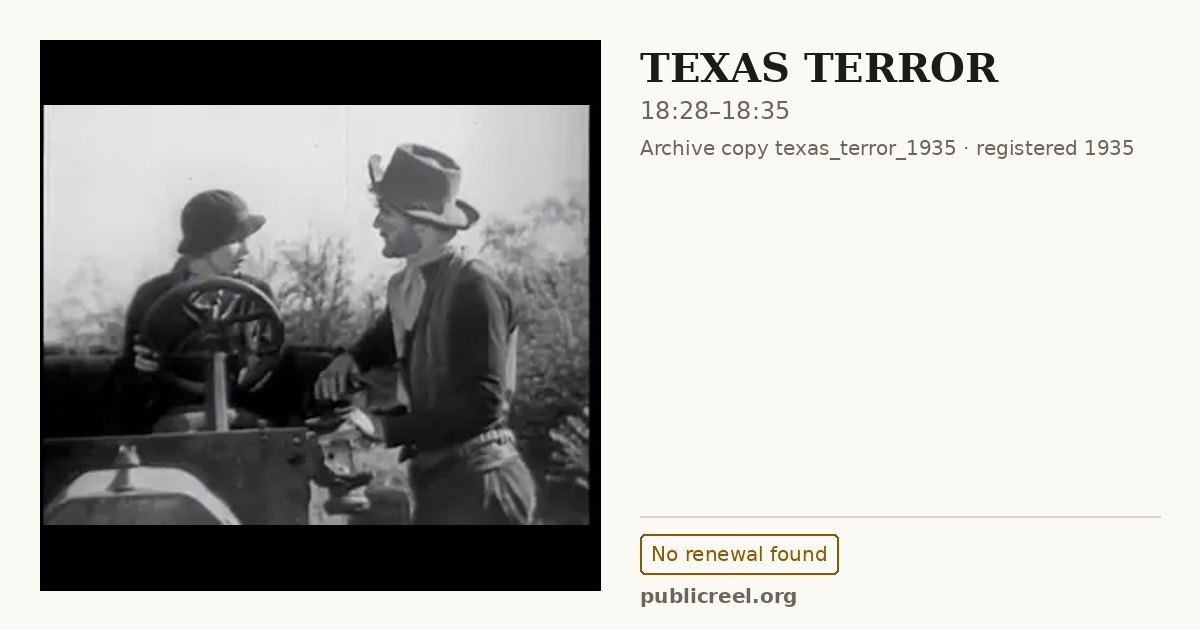 Frame from TEXAS TERROR (1935) at 18:28; US record: No renewal found
