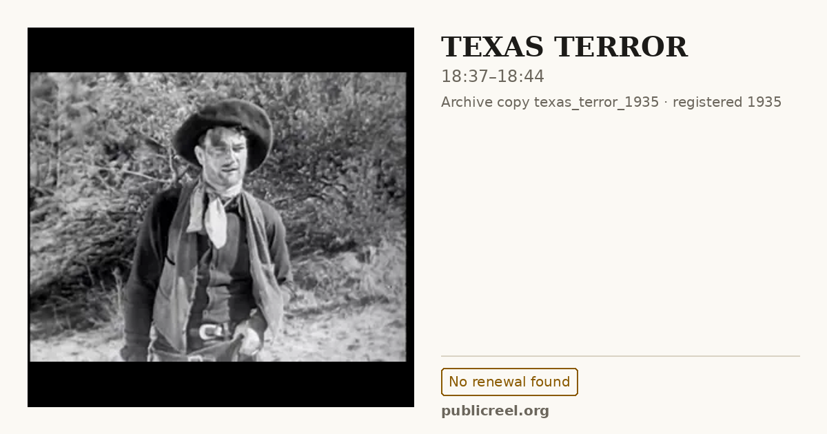 Frame from TEXAS TERROR (1935) at 18:37; US record: No renewal found