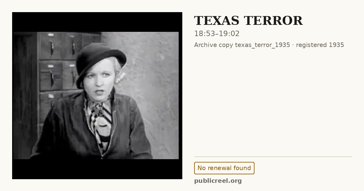 Frame from TEXAS TERROR (1935) at 18:53; US record: No renewal found