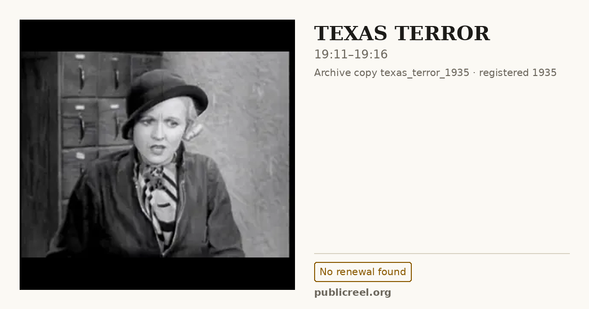Frame from TEXAS TERROR (1935) at 19:11; US record: No renewal found