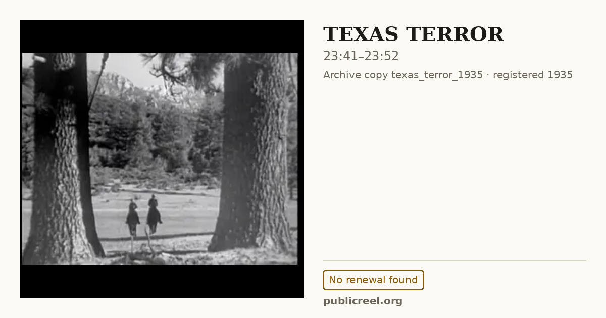 Frame from TEXAS TERROR (1935) at 23:41; US record: No renewal found