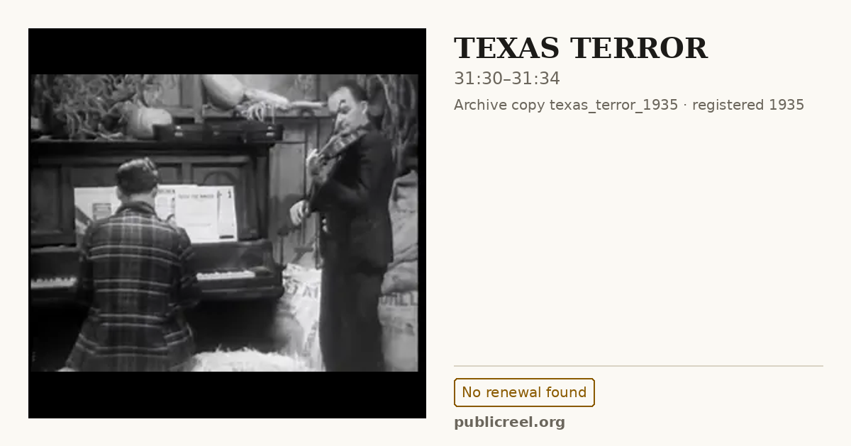 Frame from TEXAS TERROR (1935) at 31:30; US record: No renewal found