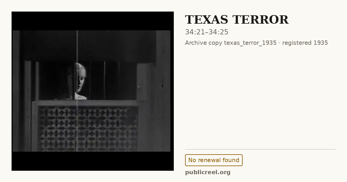 Frame from TEXAS TERROR (1935) at 34:21; US record: No renewal found
