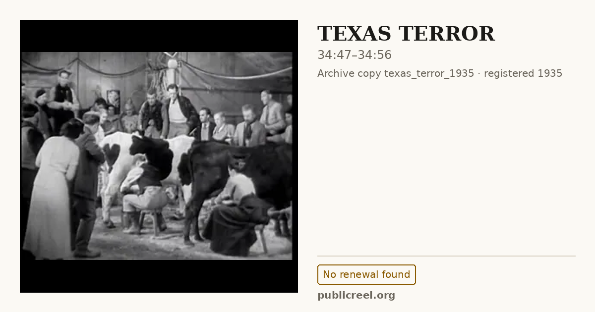 Frame from TEXAS TERROR (1935) at 34:47; US record: No renewal found