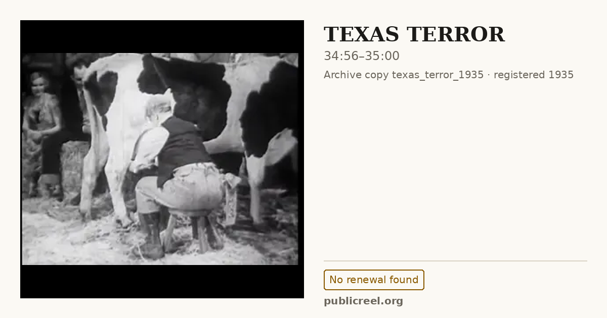 Frame from TEXAS TERROR (1935) at 34:56; US record: No renewal found