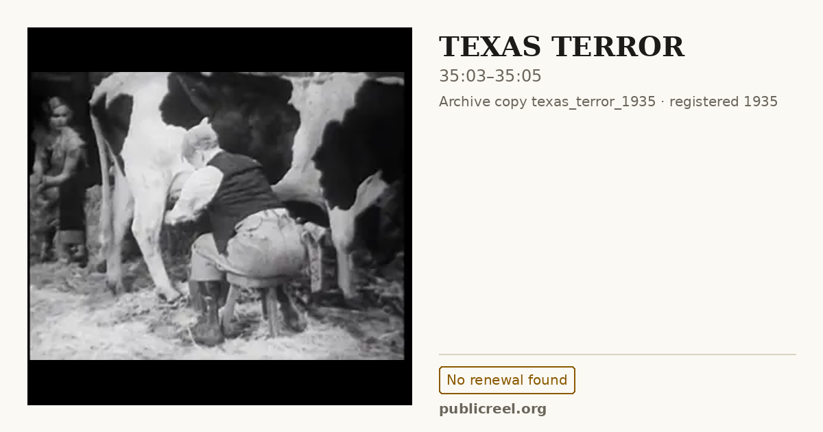Frame from TEXAS TERROR (1935) at 35:03; US record: No renewal found