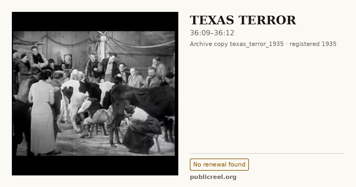 Frame from TEXAS TERROR (1935) at 36:09; US record: No renewal found