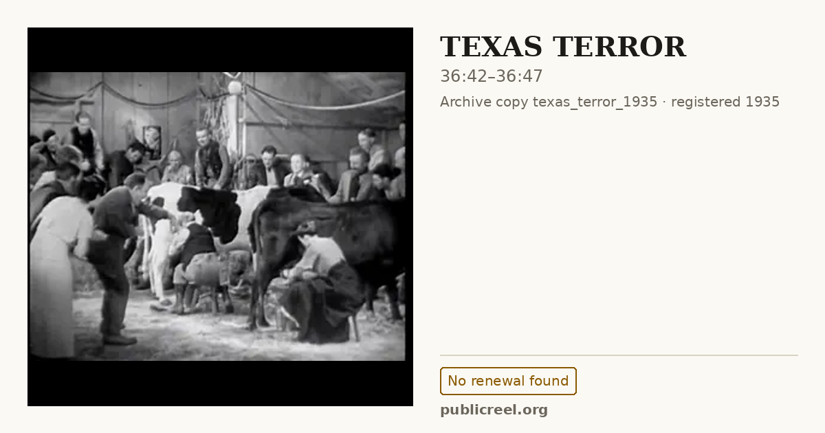 Frame from TEXAS TERROR (1935) at 36:42; US record: No renewal found