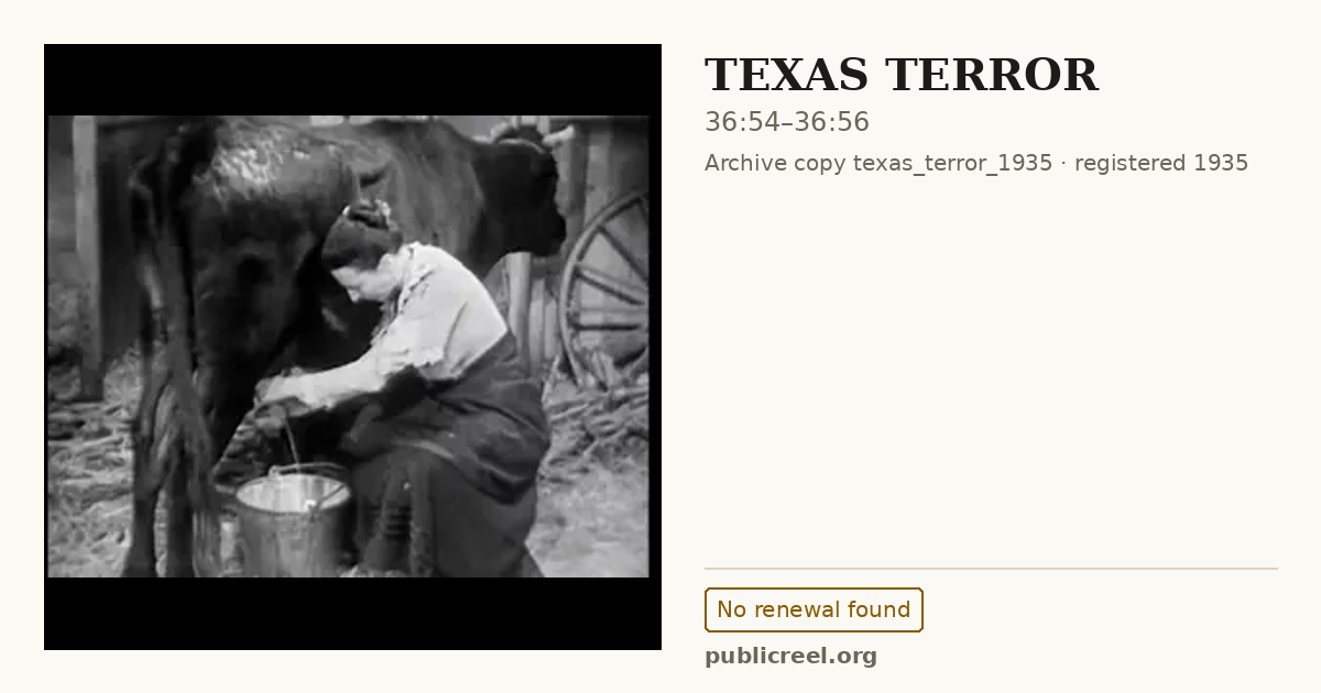 Frame from TEXAS TERROR (1935) at 36:54; US record: No renewal found