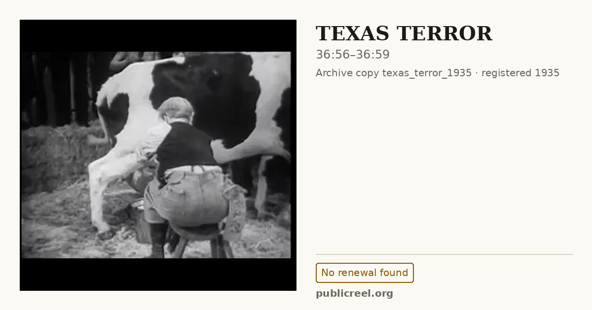 Frame from TEXAS TERROR (1935) at 36:56; US record: No renewal found