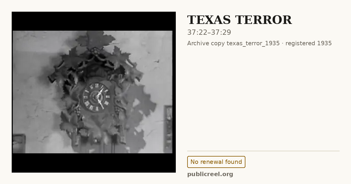 Frame from TEXAS TERROR (1935) at 37:22; US record: No renewal found