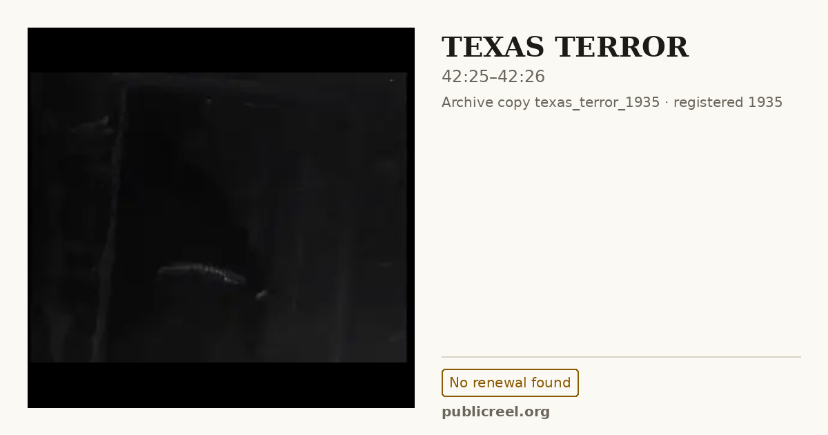 Frame from TEXAS TERROR (1935) at 42:25; US record: No renewal found