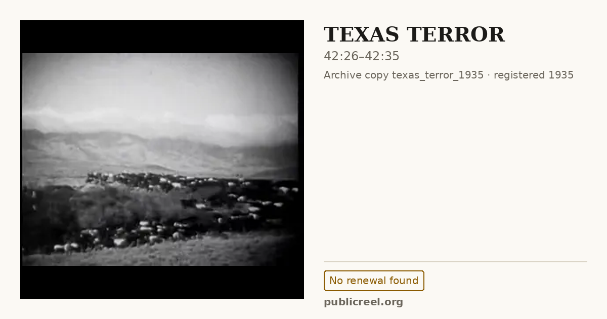 Frame from TEXAS TERROR (1935) at 42:26; US record: No renewal found