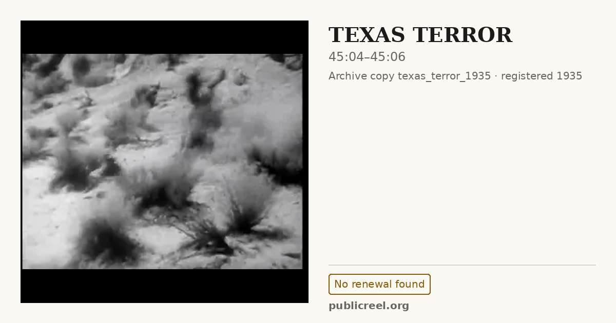 Frame from TEXAS TERROR (1935) at 45:04; US record: No renewal found