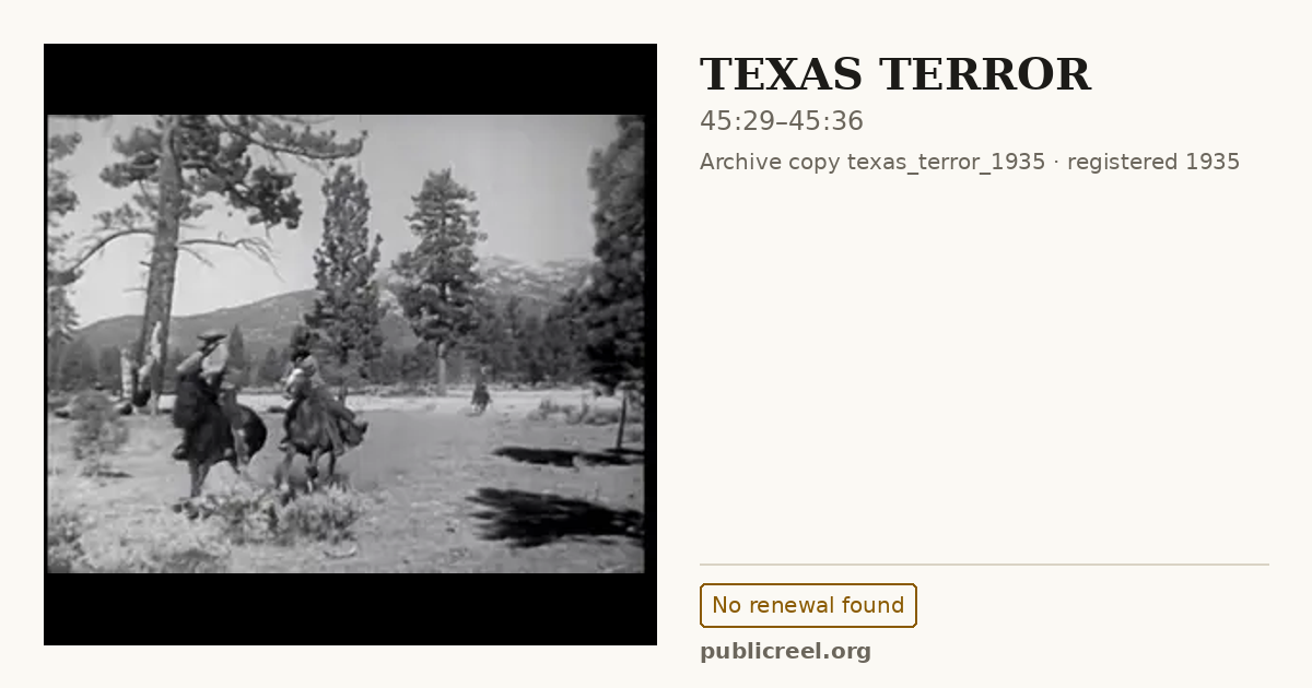Frame from TEXAS TERROR (1935) at 45:29; US record: No renewal found