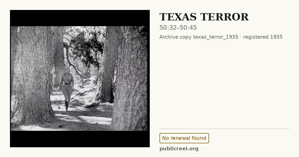 Frame from TEXAS TERROR (1935) at 50:32; US record: No renewal found